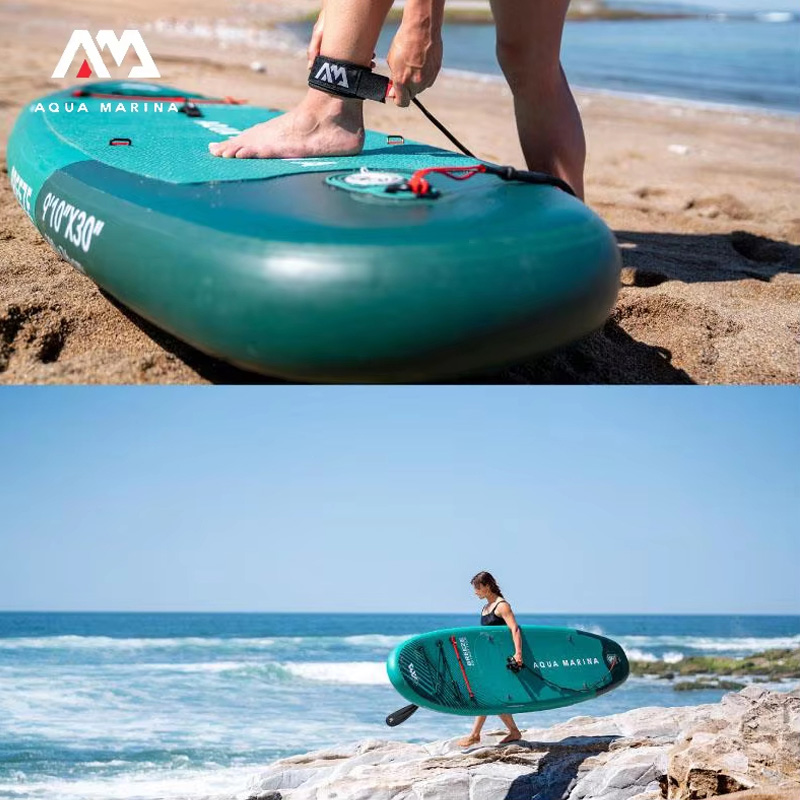 Surfboard Leash - เซ็ตกระดานโต้คลื่นแบบเป่าลม AQUA MARINA Surfboard BREEZE พร้อมอุปกรณ์เสริมสำหรับกีฬาทางน้ำ