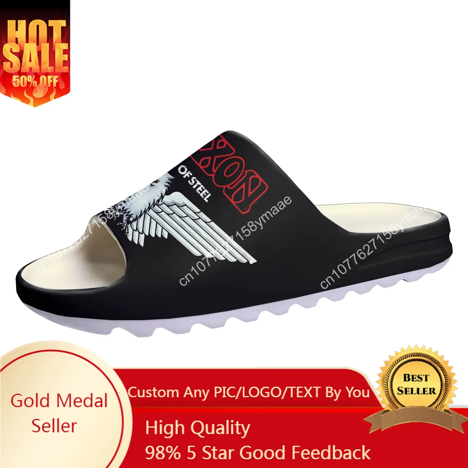 Water Shoes - รองเท้าแตะพื้นนุ่ม Saxon Metal Band รองเท้าหัวโตใส่ในบ้าน รองเท้าลุยน้ำ